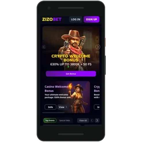 ZizoBet app on a smartphone